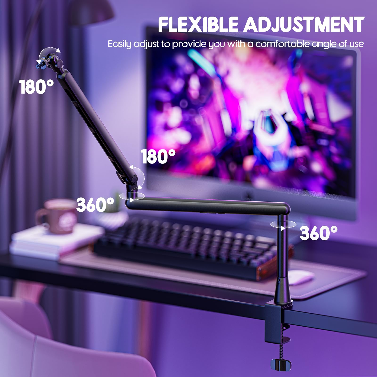 Emart Low Profile Mic Arm, Microphone Boom Arm Stand with Desk Mount, Podcast Streaming Gaming Mike Desktop Holder for Shure sm7